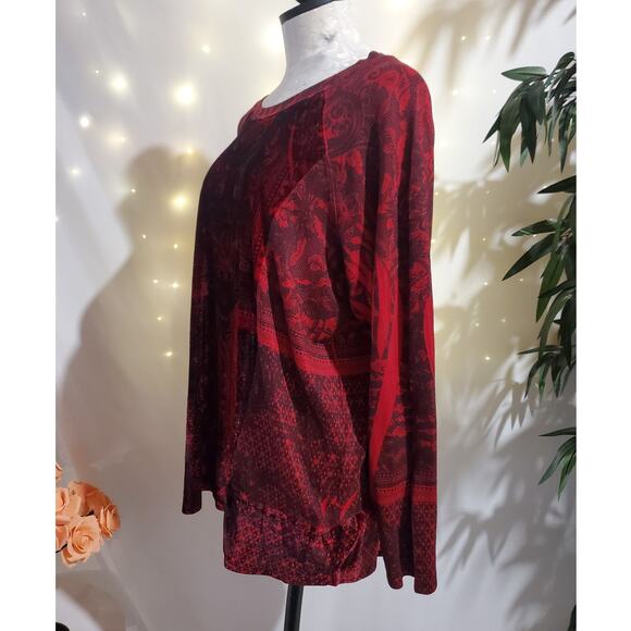 Vtg Dressbarn Velvet Whimsigoth Mixed Media Long Sleeve Top Sz 1X Dark Romance - Picture 2 of 13
